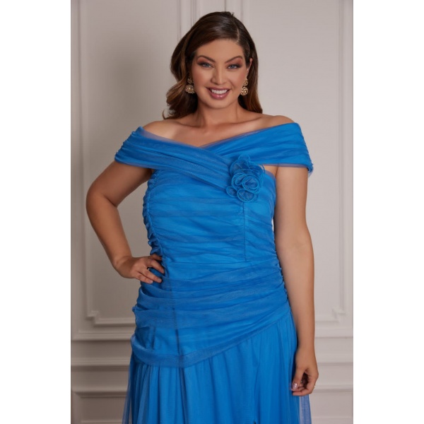 Elizabeth Sin Tirante Novio Gasa Vestidos Azul Royal Tallas Grandes main image 1